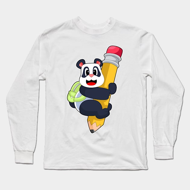 Panda Pupil Pencil Long Sleeve T-Shirt by Markus Schnabel